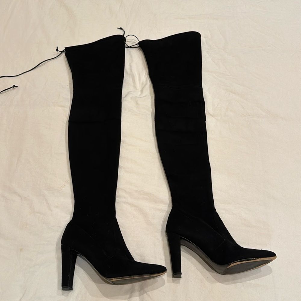 Stuart Weitzman Highland Black Suede Over-The-Knee Boots